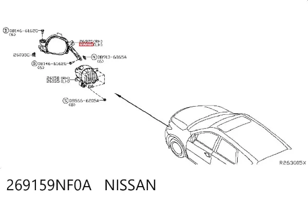 Soporte de fijación de faro antiniebla izquierdo 269159NF0A Nissan/Infiniti