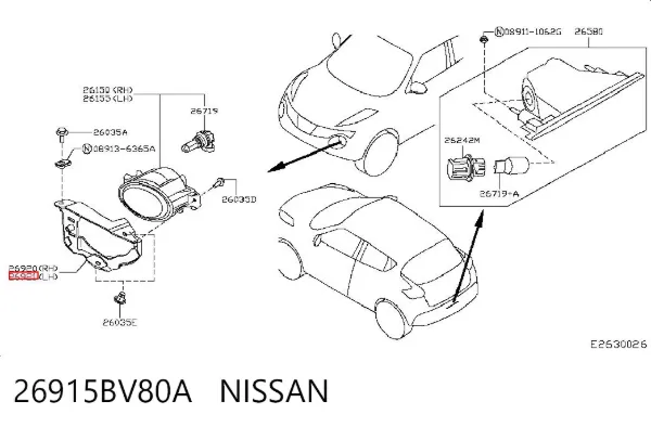 Soporte de fijación de faro antiniebla izquierdo 26915BV80A Nissan/Infiniti