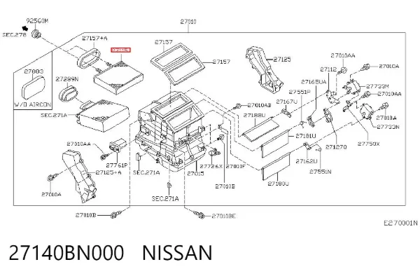 Radiador calefacción 27140BN000 Nissan/Infiniti