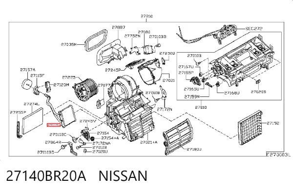Radiador calefacción 27140BR20A Nissan/Infiniti