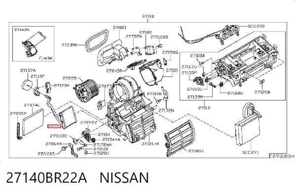 Radiador calefacción 27140BR22A Nissan/Infiniti
