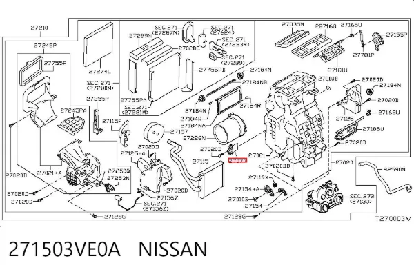 Resistencia de calefacción 271503VE0A Nissan/Infiniti