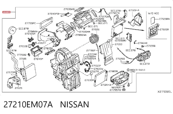 Caja de calefacción completa 27210EM07A Nissan/Infiniti