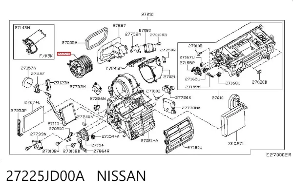 Ventilador habitáculo 27225JD00A Nissan/Infiniti