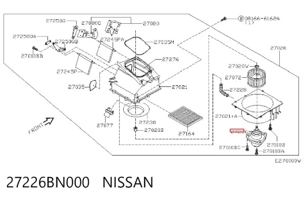 Ventilador habitáculo 27226BN000 Nissan/Infiniti