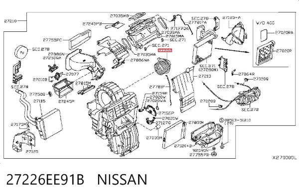 Ventilador habitáculo 27226EE91B Nissan/Infiniti