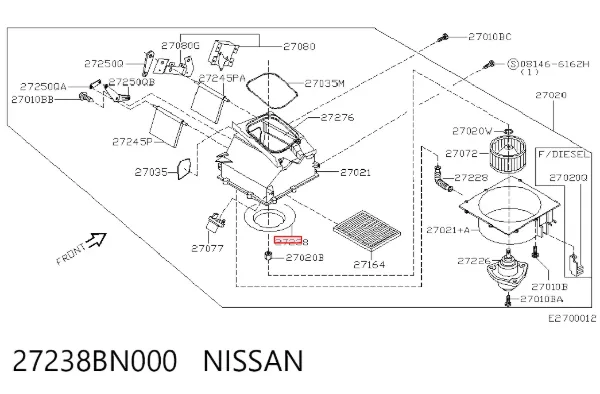 Filtro de habitáculo 27238BN000 Nissan/Infiniti