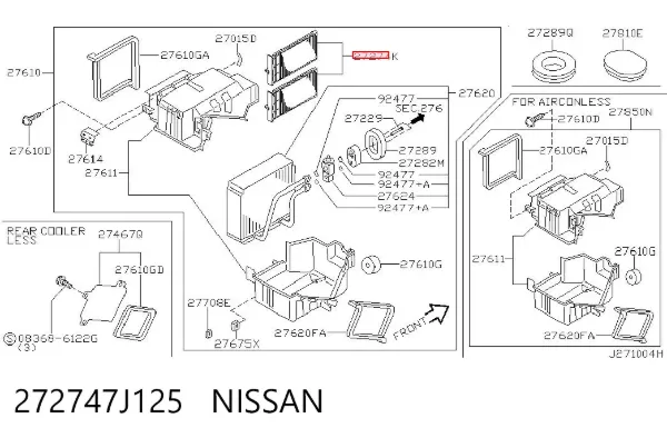 Filtro de habitáculo 272747J125 Nissan/Infiniti
