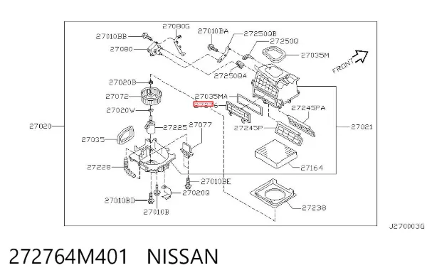 Filtro de habitáculo 272764M401 Nissan/Infiniti