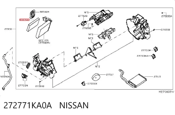 Filtro de habitáculo 272771KA0A Nissan/Infiniti