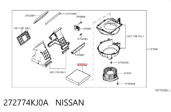 Filtro de habitáculo 272774KJ0A Nissan/Infiniti