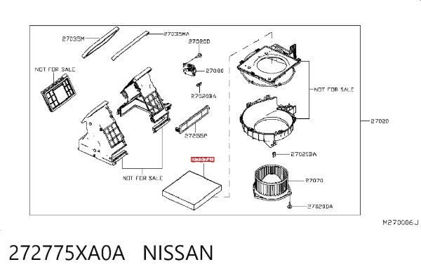 Filtro de habitáculo 272775XA0A Nissan/Infiniti
