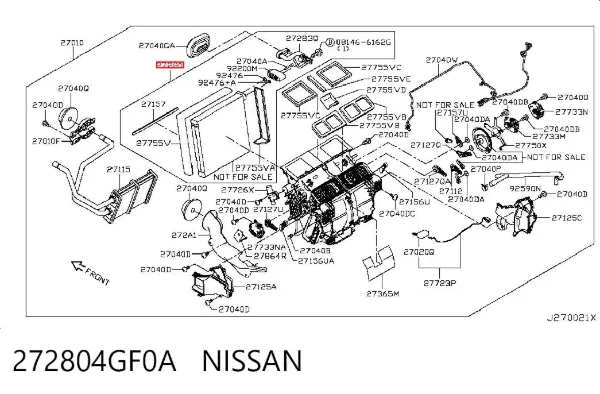 Evaporador de aire acondicionado 272804GF0A Nissan/Infiniti