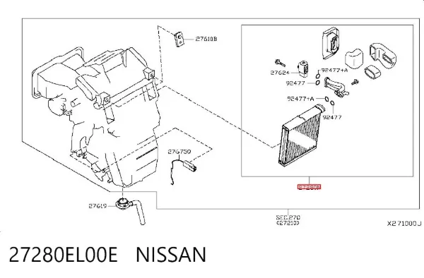 Evaporador de aire acondicionado Nissan Tiida C11X