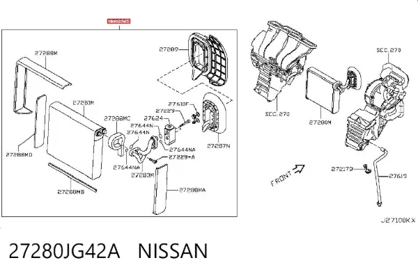 Evaporador de aire acondicionado Nissan X-Trail T31