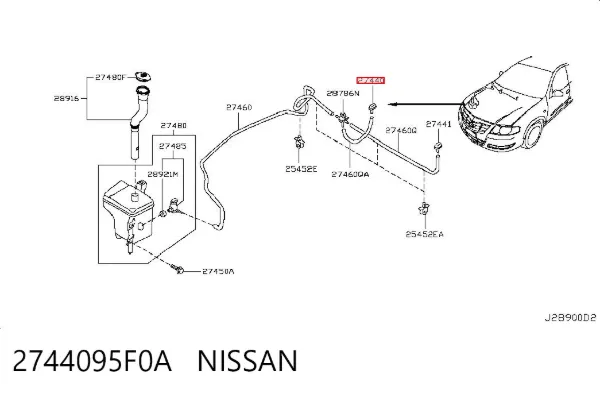 Boquilla del lavaparabrisas derecha 2744095F0A Nissan/Infiniti
