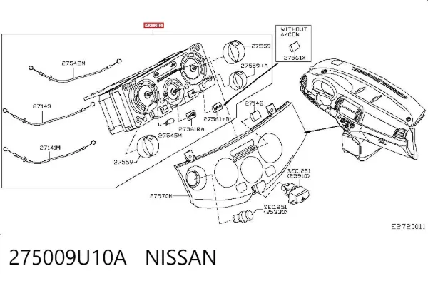 Unidad de control aire acondicionado 275009U10A Nissan/Infiniti
