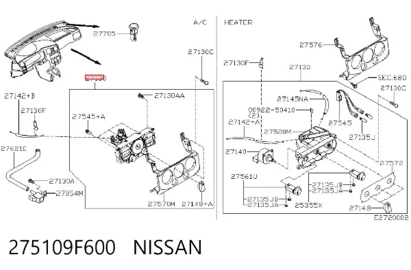 Unidad de control aire acondicionado 275109F600 Nissan/Infiniti