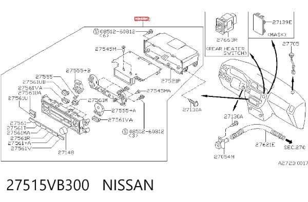 Unidad de control aire acondicionado 27515VB300 Nissan/Infiniti