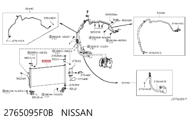 Condensador aire acondicionado 2765095F0B Nissan/Infiniti