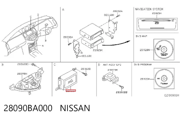 Pantalla 28090BA000 Nissan/Infiniti