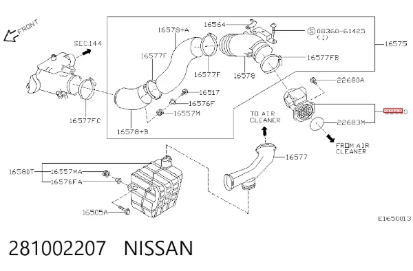 Caudalímetro 281002207 Nissan/Infiniti