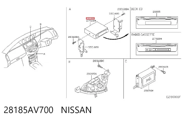 Radio 28185AV700 Nissan/Infiniti