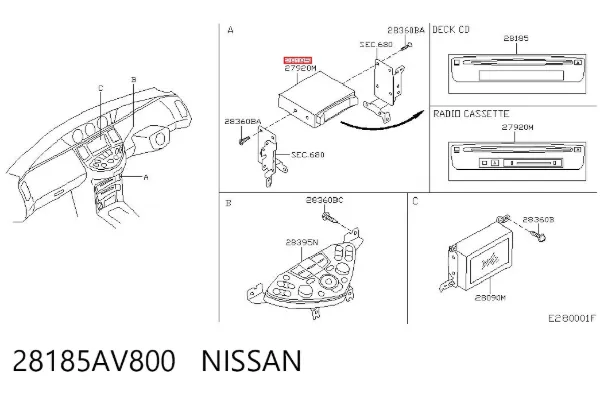 Radio 28185AV800 Nissan/Infiniti