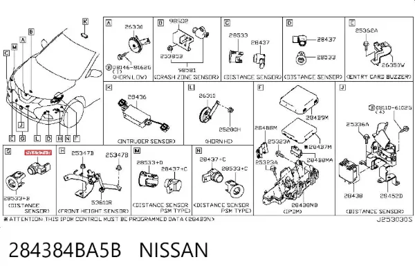 Sensor de distancia por radar 284384BA5B Nissan/Infiniti
