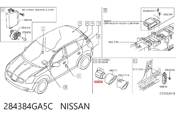 Sensor de aparcamiento trasero 284384GA5C Nissan/Infiniti
