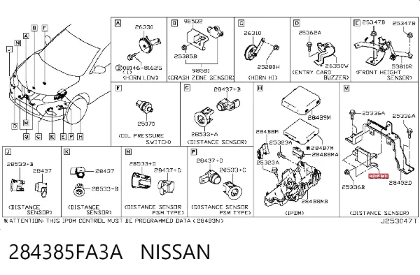 Módulo de crucero 284385FA3A Nissan/Infiniti