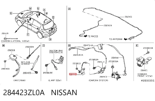 Cámara del sistema de visión 284423ZL0A Nissan/Infiniti