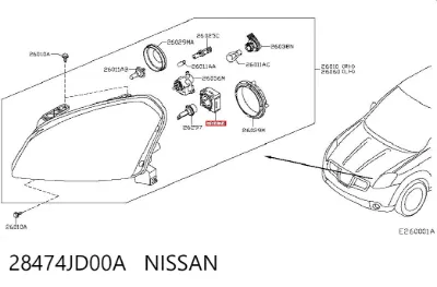 Centralita, faros xenon NISSAN 28474JD00A