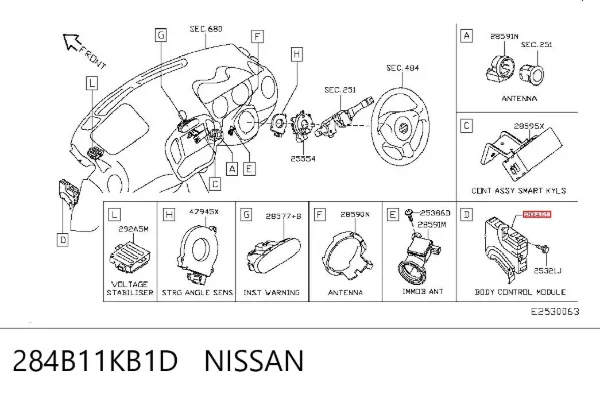 Módulo de confort 284B11KB1D Nissan/Infiniti