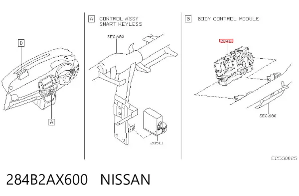 Módulo de confort 284B2AX600 Nissan/Infiniti