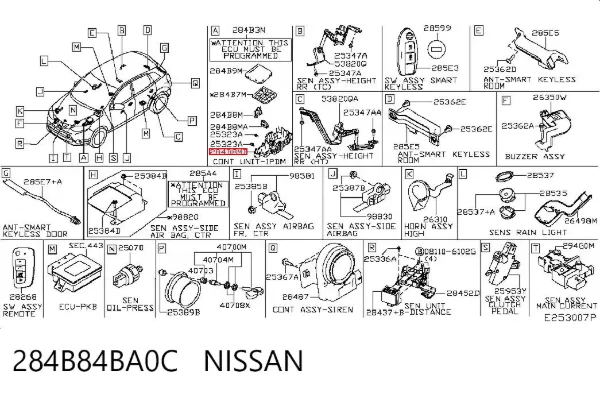 Carcasa de la caja de fusibles 284B84BA0C Nissan/Infiniti