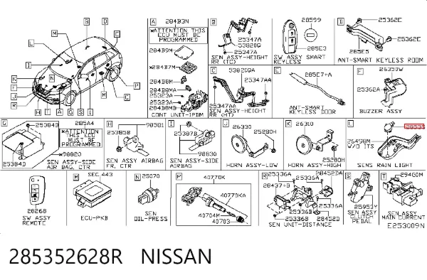 Sensor de lluvia 285352628R Nissan/Infiniti