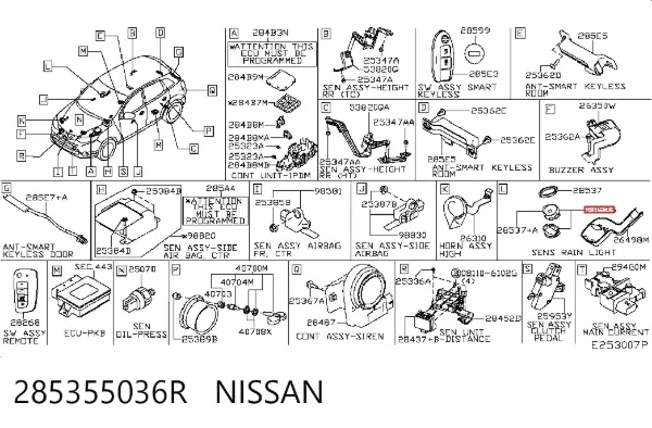 Sensor de lluvia 285355036R Nissan/Infiniti
