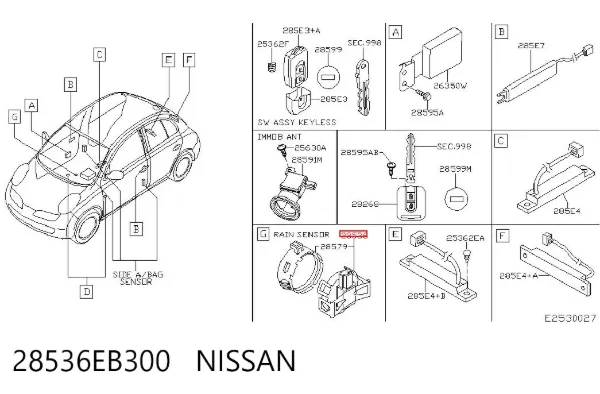 Sensor de lluvia 28536EB300 Nissan/Infiniti