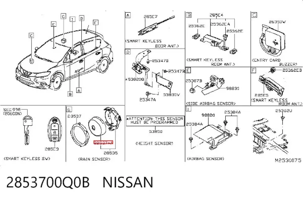 Placa del sensor de lluvia 2853700Q0B Nissan/Infiniti