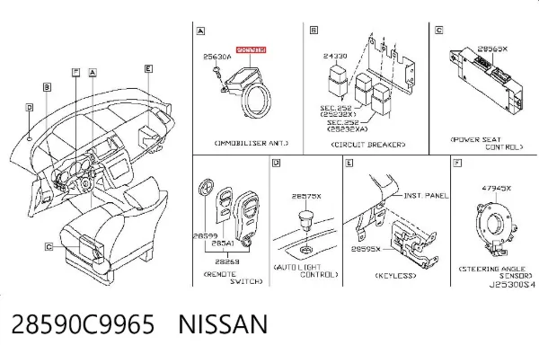 Módulo de control del inmovilizador 28590C9965 Nissan/Infiniti