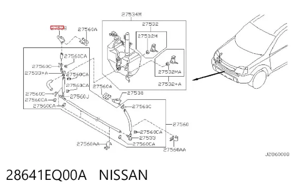 Boquilla del lavador de faros delanteros 28641EQ00A Nissan/Infiniti