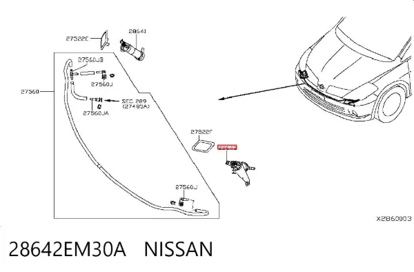 Tobera del lavafaros delantero izquierdo 28642EM30A Nissan/Infiniti