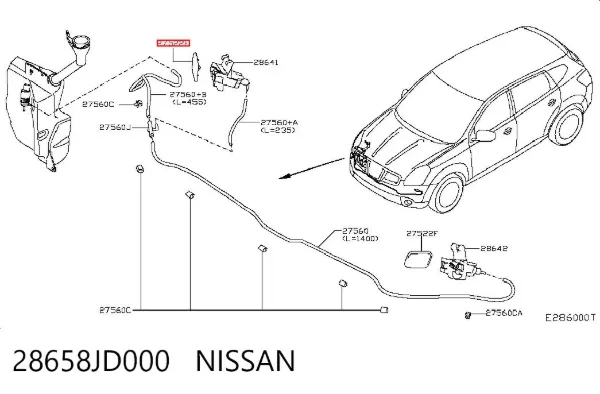 Tapa de la boquilla del lavafaros delantero 28658JD000 Nissan/Infiniti