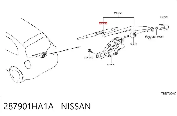 Limpiaparabrisas traseros 287901HA1A Nissan/Infiniti
