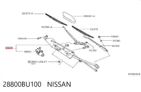 Varilla de limpiaparabrisas 28800BU100 Nissan/Infiniti