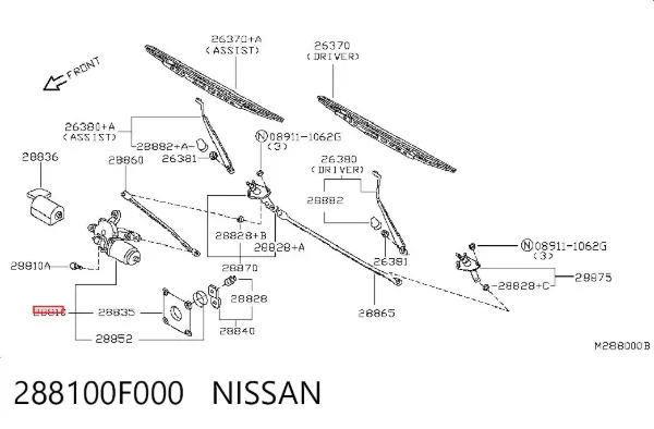 Motor limpiaparabrisas 288100F000 Nissan/Infiniti