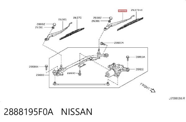 Brazo del limpiaparabrisas 2888195F0A Nissan/Infiniti