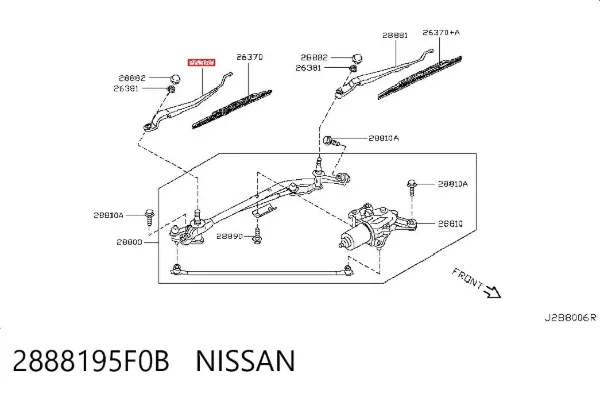 Brazo del limpiaparabrisas 2888195F0B Nissan/Infiniti