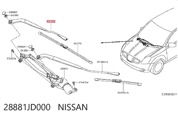 Brazo del limpiaparabrisas 28881JD000 Nissan/Infiniti